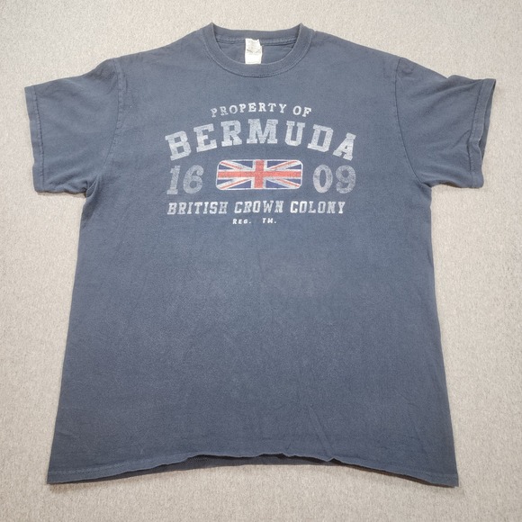 Gildan Other - Gildan Bermuda Graphic Tee Kids Medium Navy Blue Good Distressed Souvenir Shirt